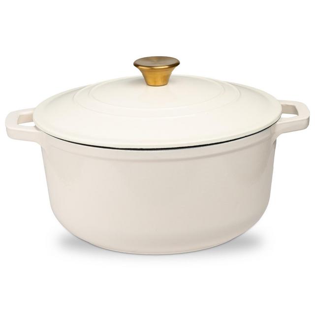 Lexi Home Enameled 6 Qt. Cast Iron Dutch Oven - Cream