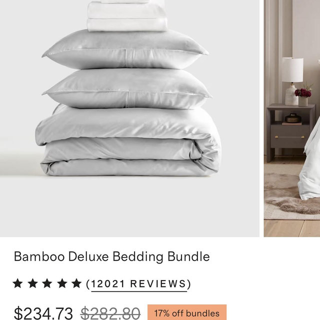 Bamboo Deluxe Bedding Bundle - Light Grey, Standard