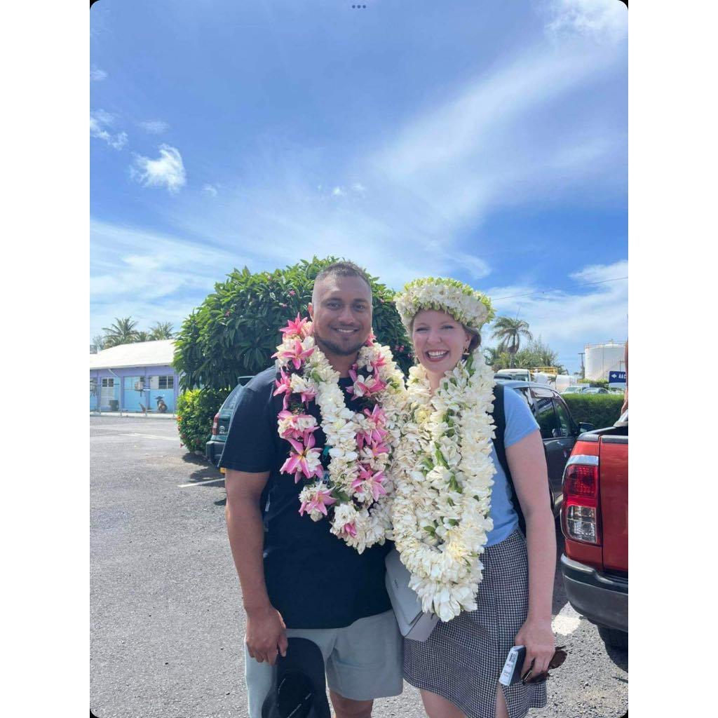 Our first trip to Raro - I was welcomed by all of Phano's family with beautiful flower eis!
