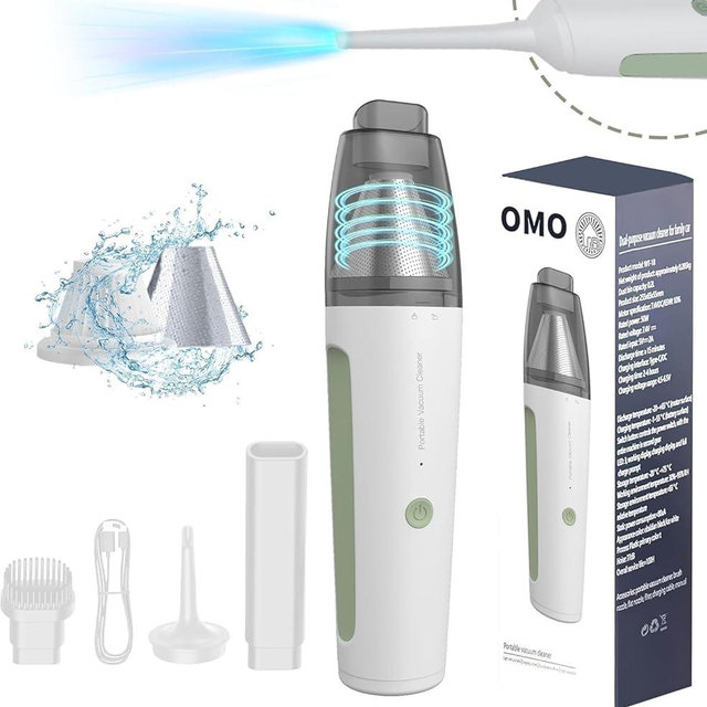 OMO Handheld Vacuum, 13000PA Portable Cordless Car Vacuum Cleaner, Suction and Blow 2 in 1 Dust Removal Vacuum Cleaner for Car, Home, Office, Pet.White.