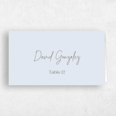 Blue Typography Wedding Place Card - Bayway