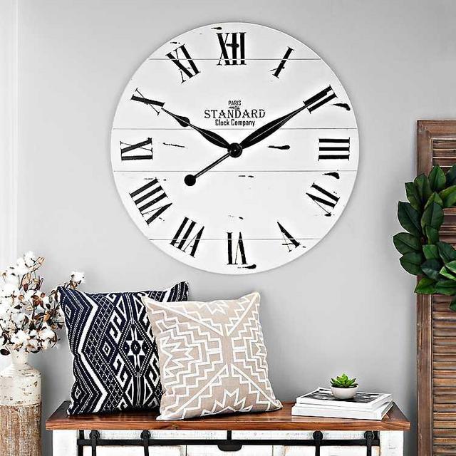 Jacob White Wood Plank Clock