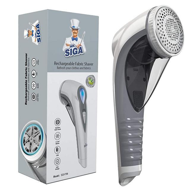 MR.SIGA 2-Speed Lint Remover, Fabric Shaver for Clothing, Couch, Blanket, Electric Rechargeable Lint Fuzz Remover with 2 Replaceable Upgraded 6-Leaf Blades