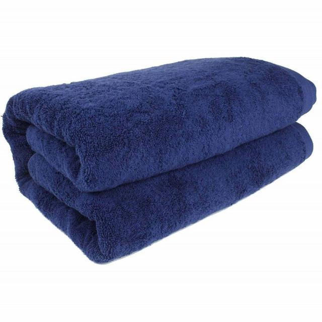 SALBAKOS Jumbo-Sized Turkish Cotton Bath Sheet in Navy