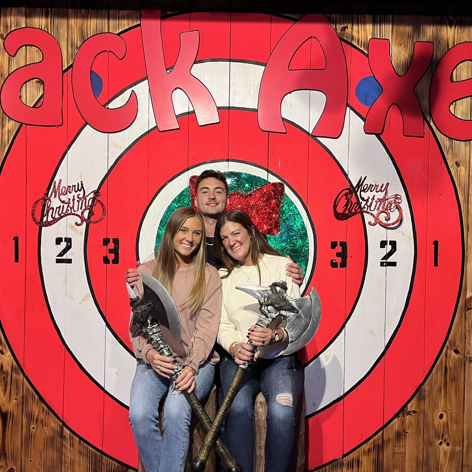 Axe throwing with Maddie's mom
