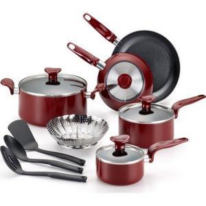 T-fal, Enjoy Nonstick, C916SC, Dishwasher Safe Cookware, 12 Pc. Set, Red