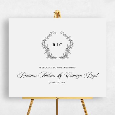 Smoke, Grey Wedding Sign - Eleanora Landscape