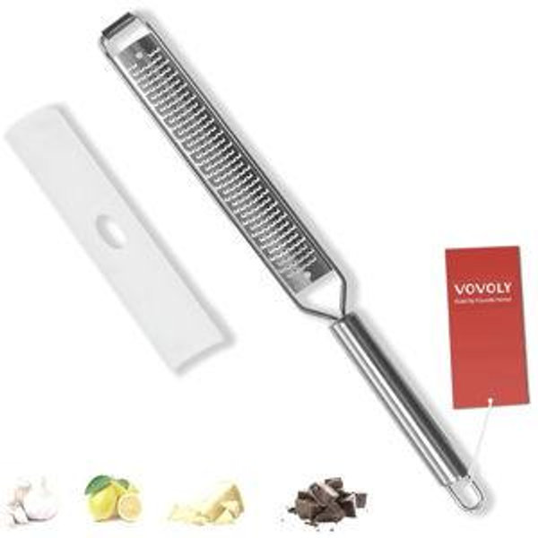 VOVOLY Lemon Zester, Cheese Grater, Parmesan Cheese, Ginger, Garlic, Nutmeg, Chocolate, Citrus, Lime Zester & Grater, Kitchen Tool with Razor-Sharp Stainless Steel Blade