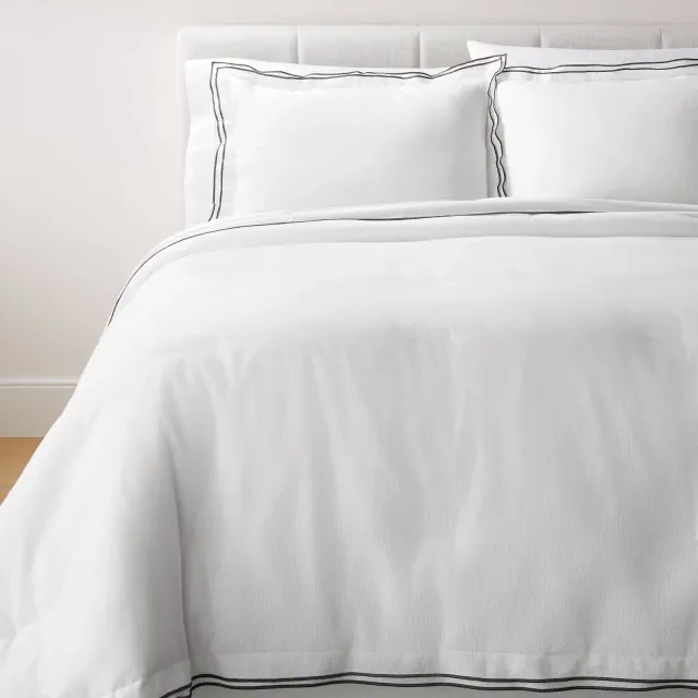California King Double Flange Merrow Stitch Comforter & Sham Set White/Dark Gray - Threshold™ designed with Studio McGee: Quilted