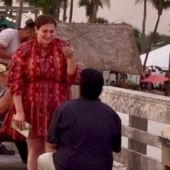 Kevin then dropped to a knee professed his love and asked Gina to marry him