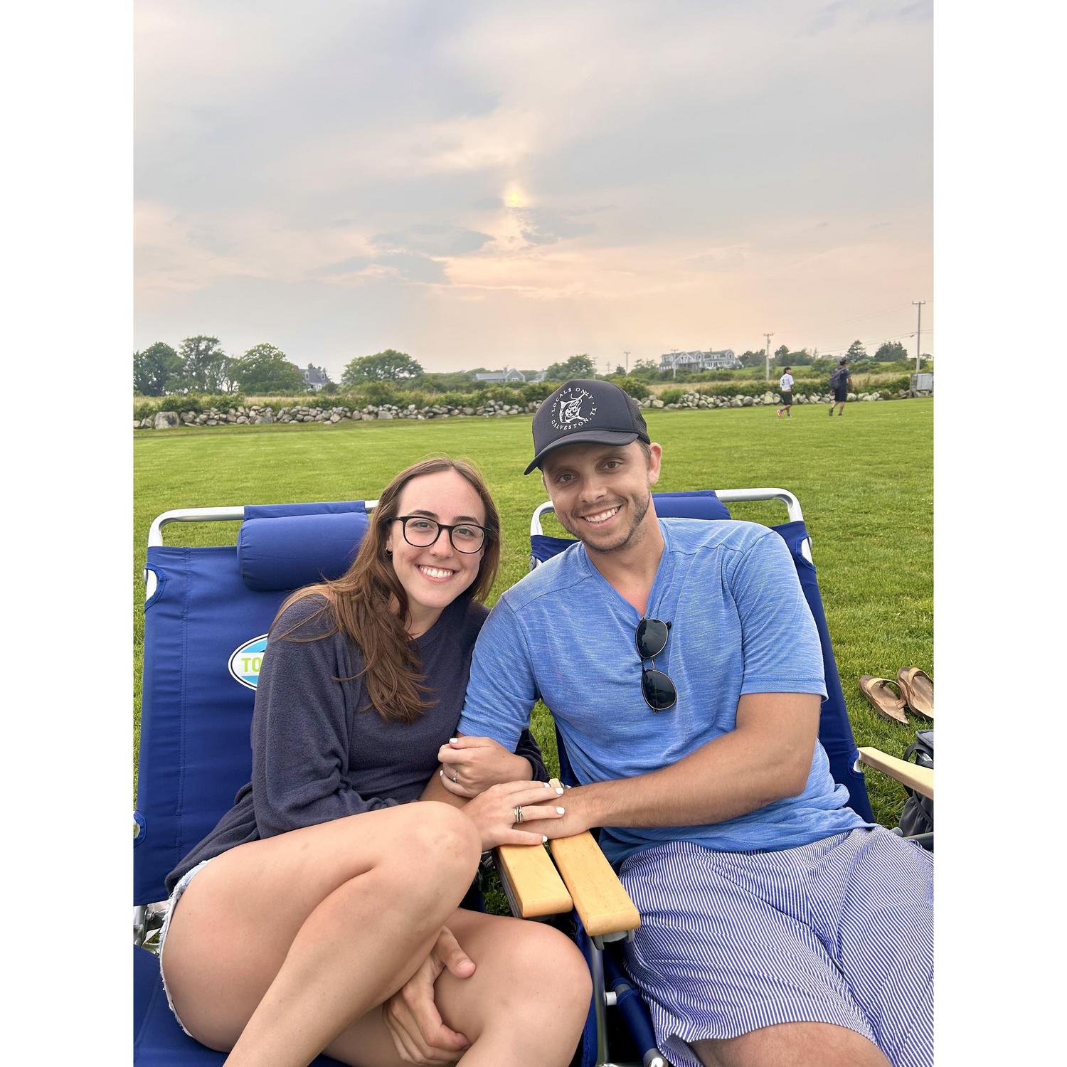 Watching a soccer game in Block Island!