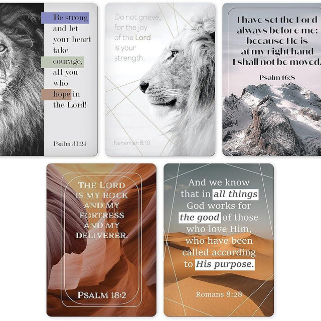 The Lord is My Strength Scripture Magnets, Bulk Set of 5 Inspirational Christian Fridge Magnets for Men & Women, Religious Bible Verse Tokens for Whiteboards, Classrooms, & Memorization