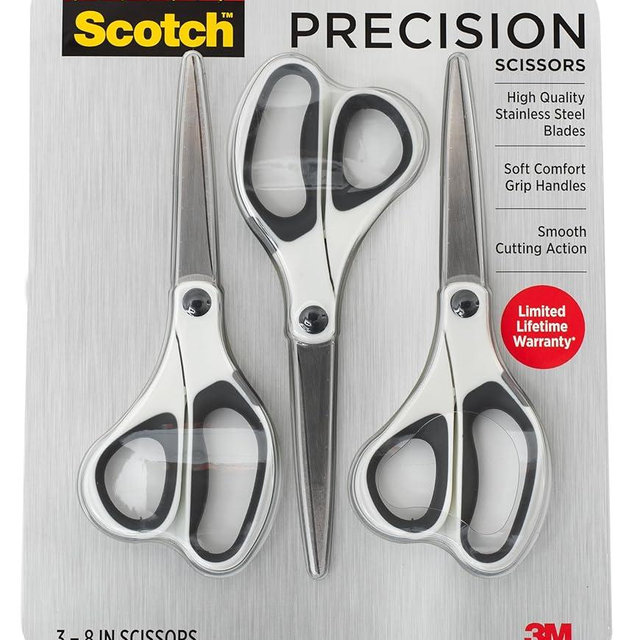 Scotch Precision Ultra Edge Scissors, 8 inch scissors 3-8 inch scissors/pack