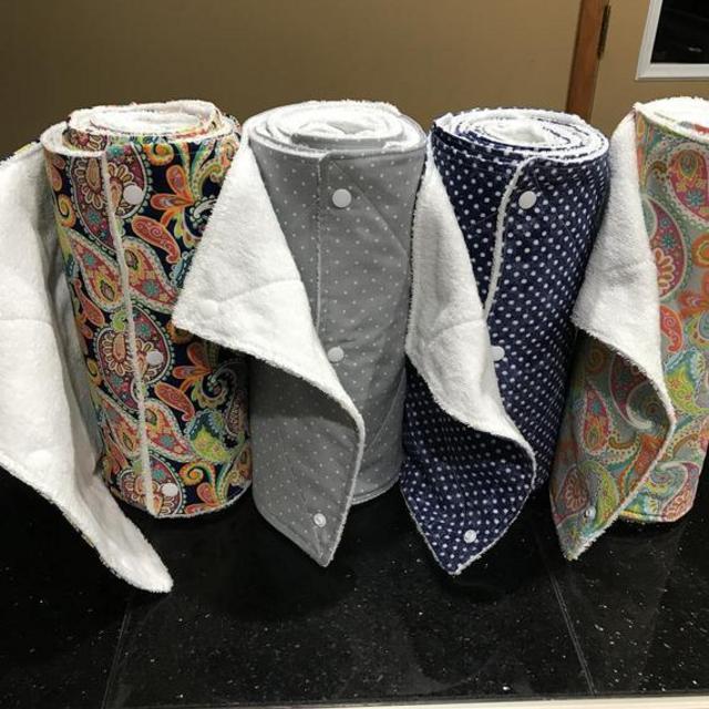 Reusable Paper Towels, Eco Friendly Towels on a Roll with snaps, Zero Waste Un-Paper Towel, Terry Cloth with cotton, linen fabric