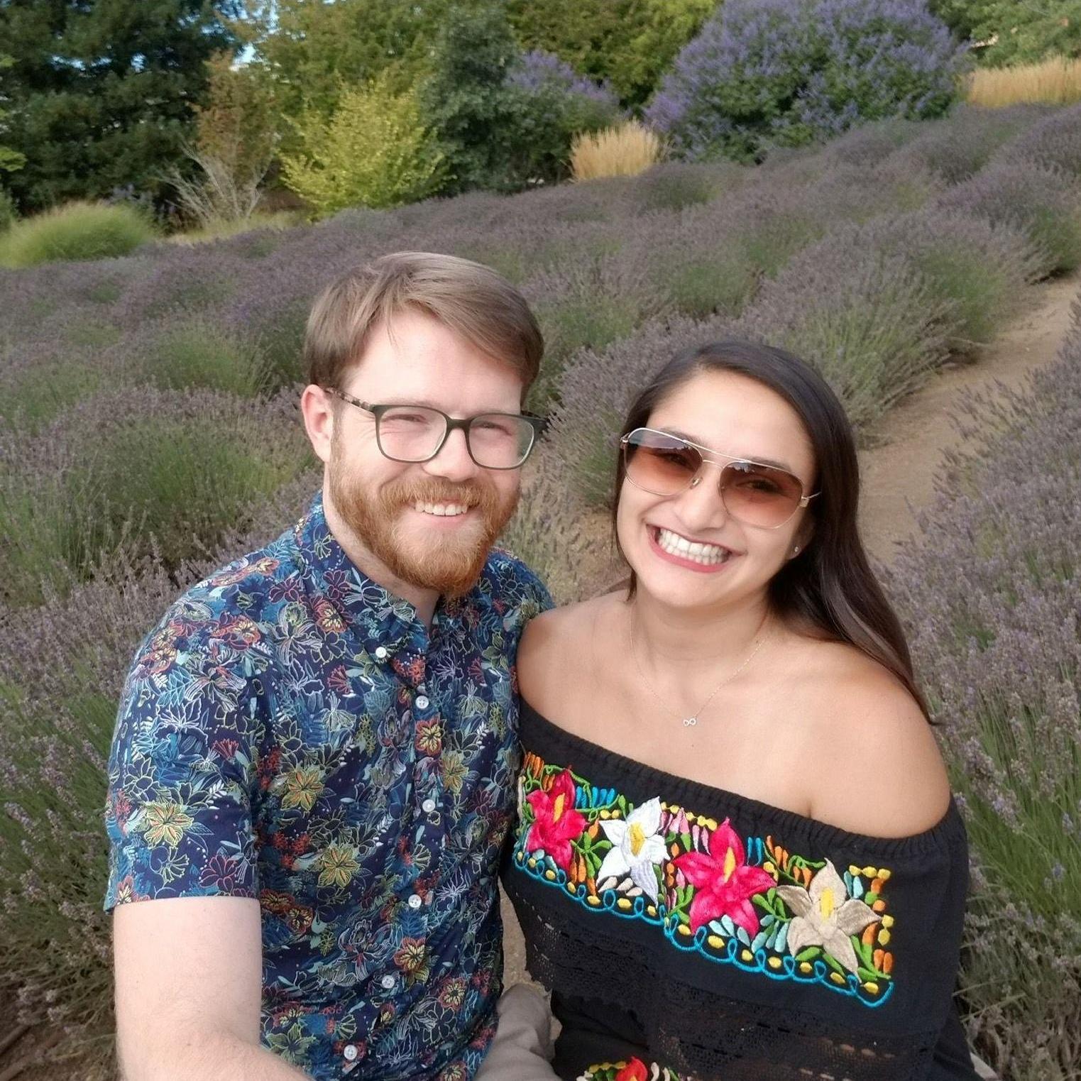 Picnicking in a lavender field for our second anniversary, Sonoma, August 2021