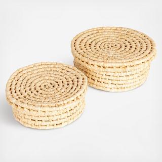 Handwoven Corn Leaf Nestable 2-Piece Basket Set with Lids