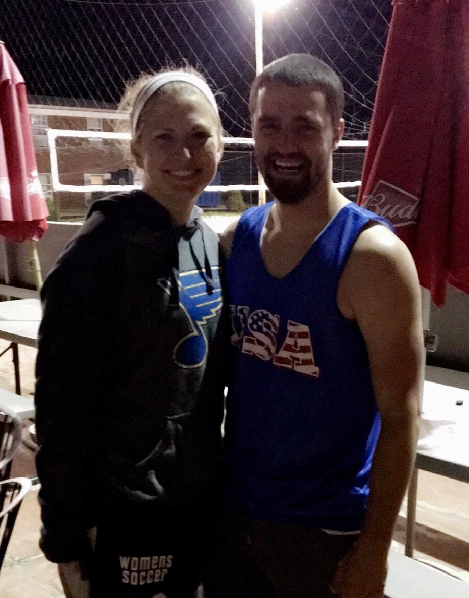Our first picture together after Christine watched Brian playing sand volleyball.
May 2016