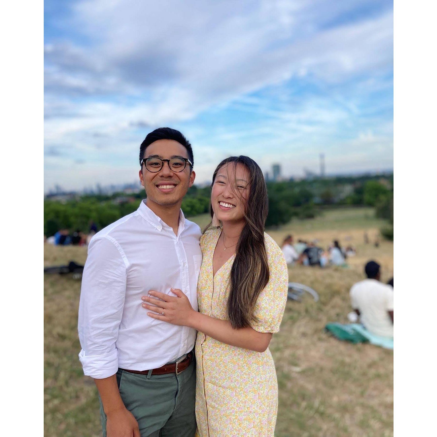 Engaged! @ Primrose Hill in London :)