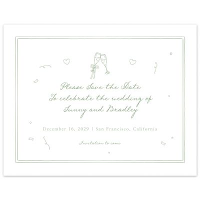 Pale Jade, Green Wedding Digital Save the Date - Willa Landscape