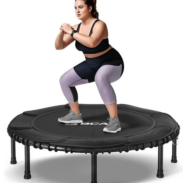 BCAN 450LBS/550LBS Foldable Mini Trampoline, 40"/48" Fitness Trampoline with Durable Bungees, Stable & Quiet Exercise Rebounder for Adults,Great Mini Trampoline for Indoor/Garden Workout - 2