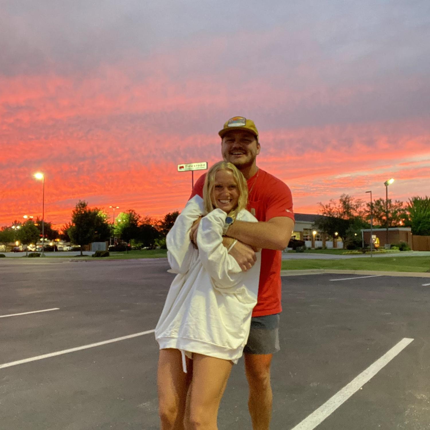 Finding the sweet and simple moments together: like impulsively jumping out of the car to take pics in the parking lot with the beautiful Arkansas sunset