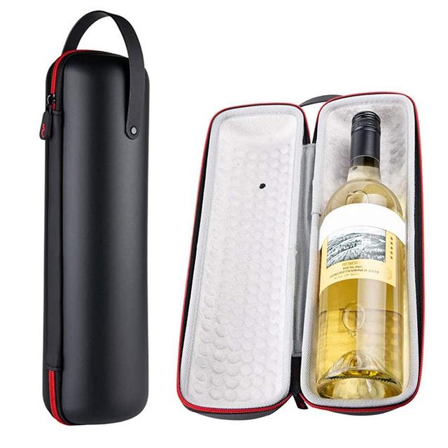Shockproof & Waterproof Protective EVA Insulated Single Bottle Wine Tote Carrier Cooler Bag Case Shell Pouch For Travel Parties Outing Airplane Suitcase