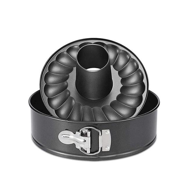 7 Inch Springform and Bundt Pans, Non-stick Cheesecake and Ice-Cream Cake Bakeware,Carbon Steel Tube Pan 2 in 1 with Removable Bottom and Quick-Release Latch for 5,6,8 QT Instant Pot Gray