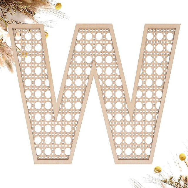 Wooden Rattan Letters 8 inch Wood Letters W for Wall Decor Crafts Boho Nursery Decor for Baby Shower Wedding Bedroom Name Signs Large Rustic Letter Home Decoration