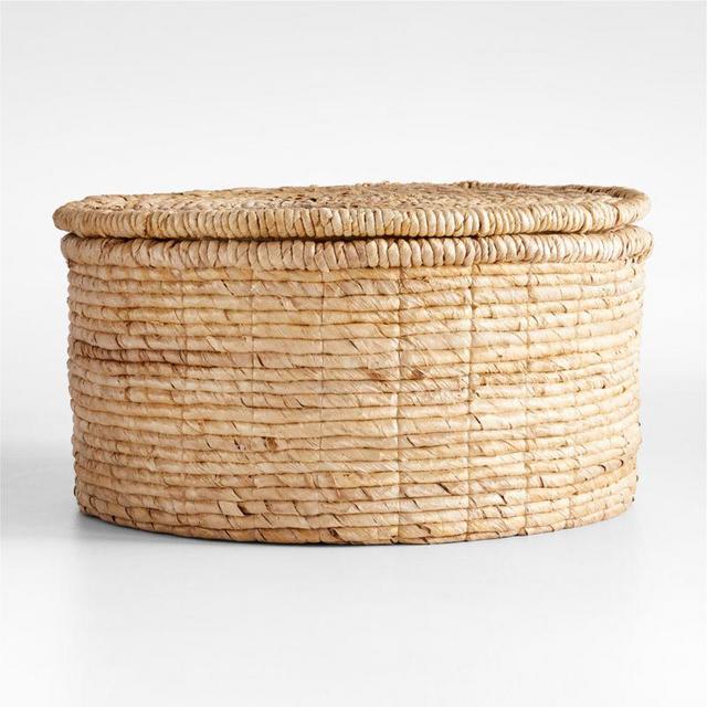 Seaton Large Round Woven Storage Basket with Lid