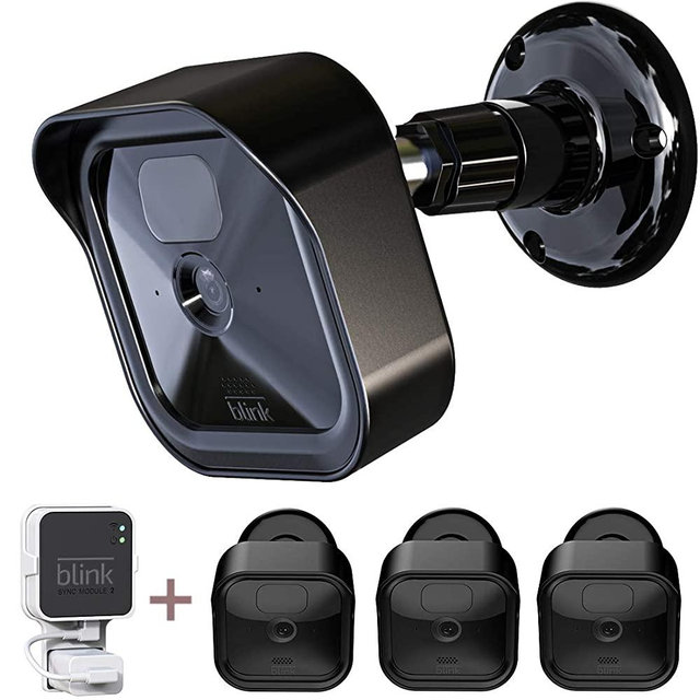 All-New Blink Outdoor Camera Housing and Mounting Bracket, 3 Pack Protective Cover and 360 Degree Adjustable Mount with Blink Sync Module 2 Outlet Mount for Blink Camera Security System (Black)