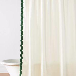 Maeve by Anthropologie Embroidered Scalloped Cotton Shower Curtain