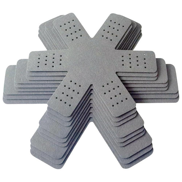 Pot and Pan Protectors 9 Pcs (12" 14" 16"), Gray Pan Protectors for Stacking, Pots and Pans Dividers, 3 Different Sizes, Avoid Scratching Cookware Protectors