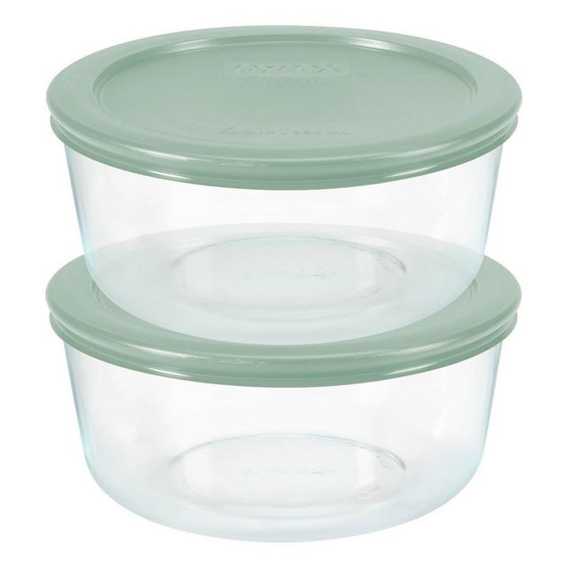 Pyrex 4pc 4c Round Food Storage Container Set Cameo Green