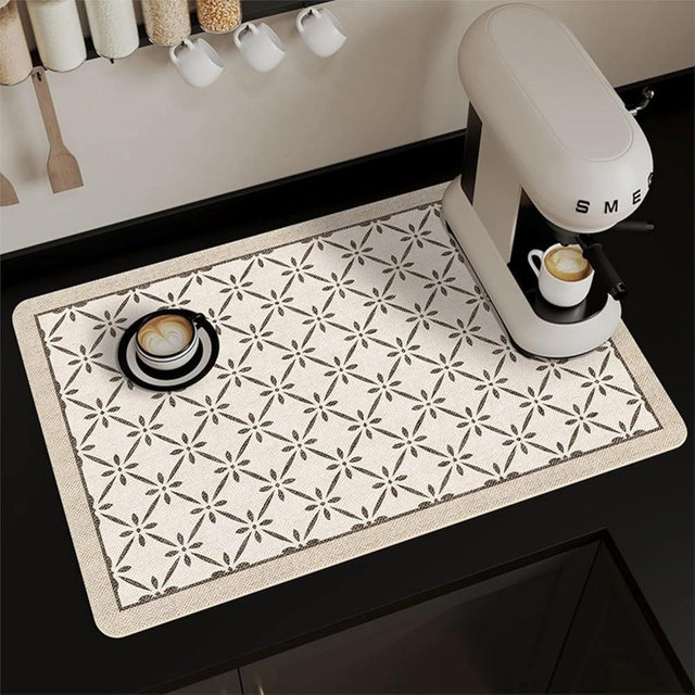 Snowsof Dish Drying Mat - Absorbent Countertop Mat for Coffee Maker, Expresso Machine, Kitchen Use (01,12''×16'')