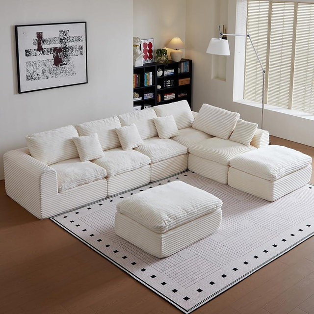 ERORVX 170" Oversized Sectional Couches for Living Room,U-Shaped Boneless Cloud Couch with Deep Seat and Pillows,Compressed Sofa in a Box Suitable for Home & Office,No Assembly Required,Beige