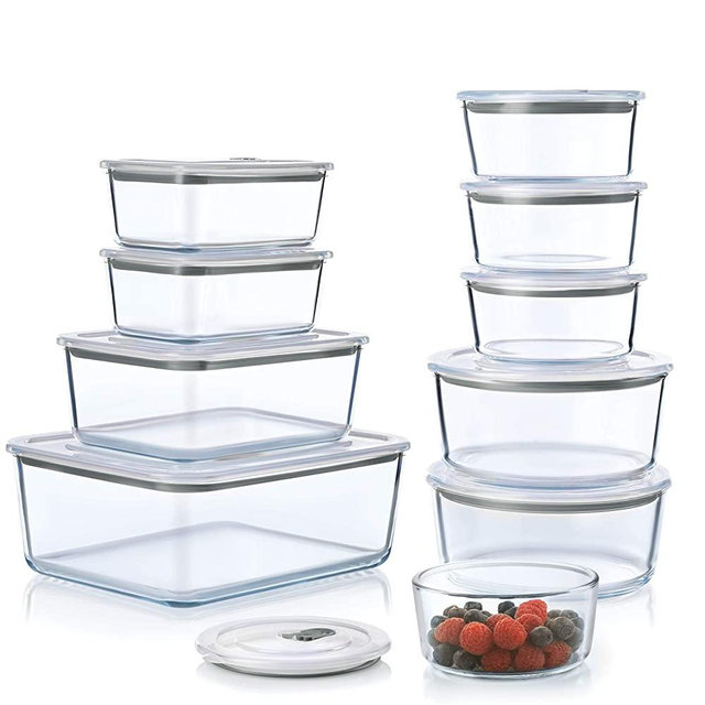 20-Piece Superior Glass Food Storage Containers Set - BPA-free Push in lids -100% Leakproof Glass Meal Prep Containers - Glass storage containers - Great On-the-Go, Freezer & Oven Safe Food Containers