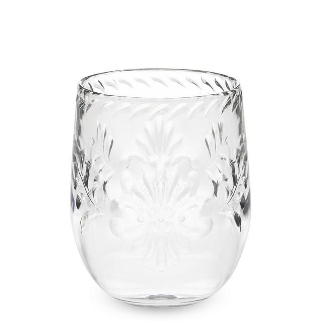Sonora Etched Stemless Wine Glasses, Set of 6, Clear