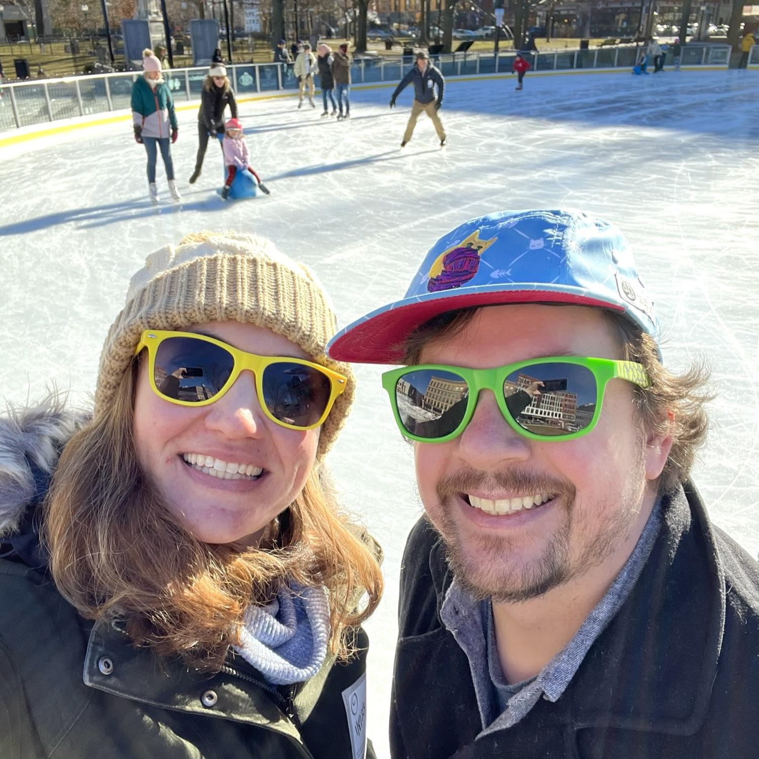 We love ice skating!  This is the Worcester Common Oval.