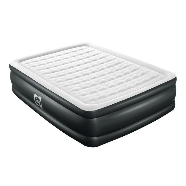 Sealy 94056E-BW Tritech Internal I-Beam 20 Inch High 2 Person Inflatable Mattress Queen Airbed with Built-In Air Pump, Storage Bag, and Repair Patch