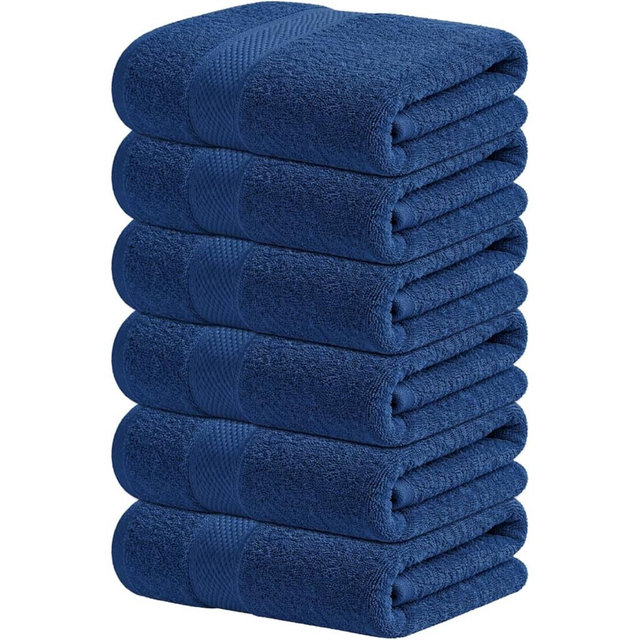 Infinitee Xclusives Hand Towels for Bathroom - Set of 6 (16x28 inches) 600 GSM, 100% Cotton Ultra Soft, Quick Drying, Hotel Quality Hand Towel Set (Tranquil Navy)