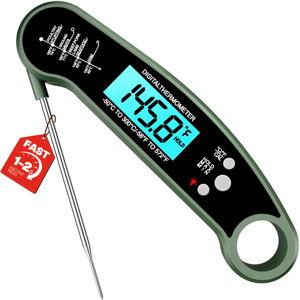 Meat Thermometer Digital - Instant Read Food Thermometer for Cooking Grilling, Candy, Air Fryer, Griddle Probe Kitchen Gadgets Essentials BBQ Accessories, Gifts for Him, Green