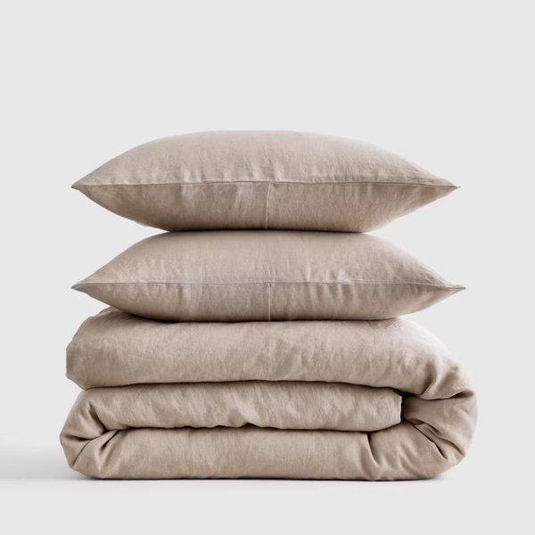 Linen Duvet Cover Set, Queen, Toffee