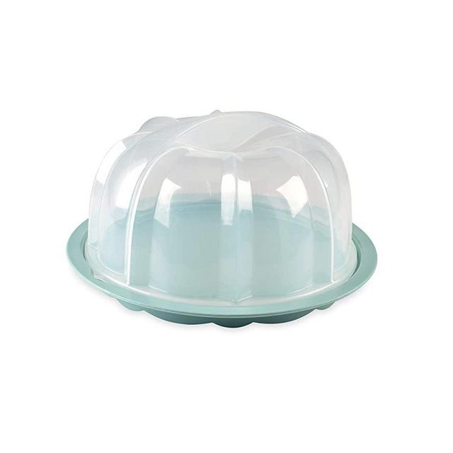 Nordic Ware 50099AMZM Translucent Bundt Cake Keeper, Interior 10.7 x 10.7 x 6.1 in, Sea Glass Base