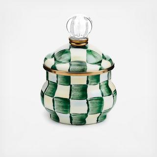 Emerald Check Enamel Lidded Sugar Bowl