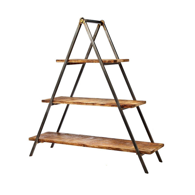 Godinger 3 Teir Wood Server Metal Stand