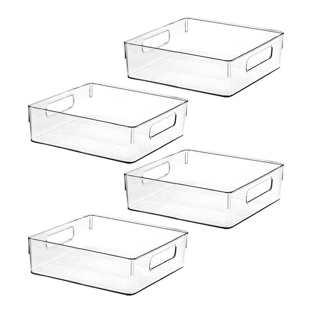 Clear Plastic Storage Bins, Pantry Organizers and Storage or Kitchen Organization and Storage Containers Bins for Organizing, Fridge, Freezer, Bathroom, Pantries, Medicine Cabinet Organizer Bin