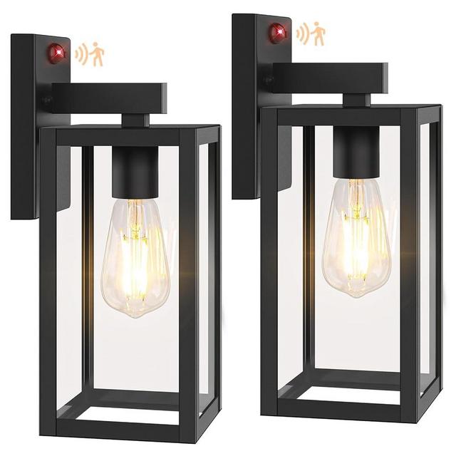 13" Upgraded Motion Sensor Outdoor Wall Lights, 2-Pack Dusk to Dawn Porch Lights Outdoor Wall Sconce Lanterns, 3 Lighting Modes Exterior Lighting Fixtures, Black Outside Lights for House Patio Garage