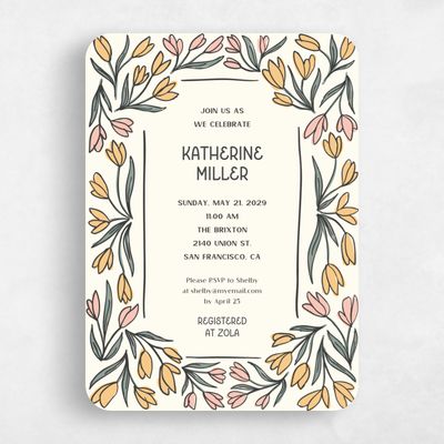 Yellow Rounded Wedding Wedding Shower Invitation - Noemi Portrait