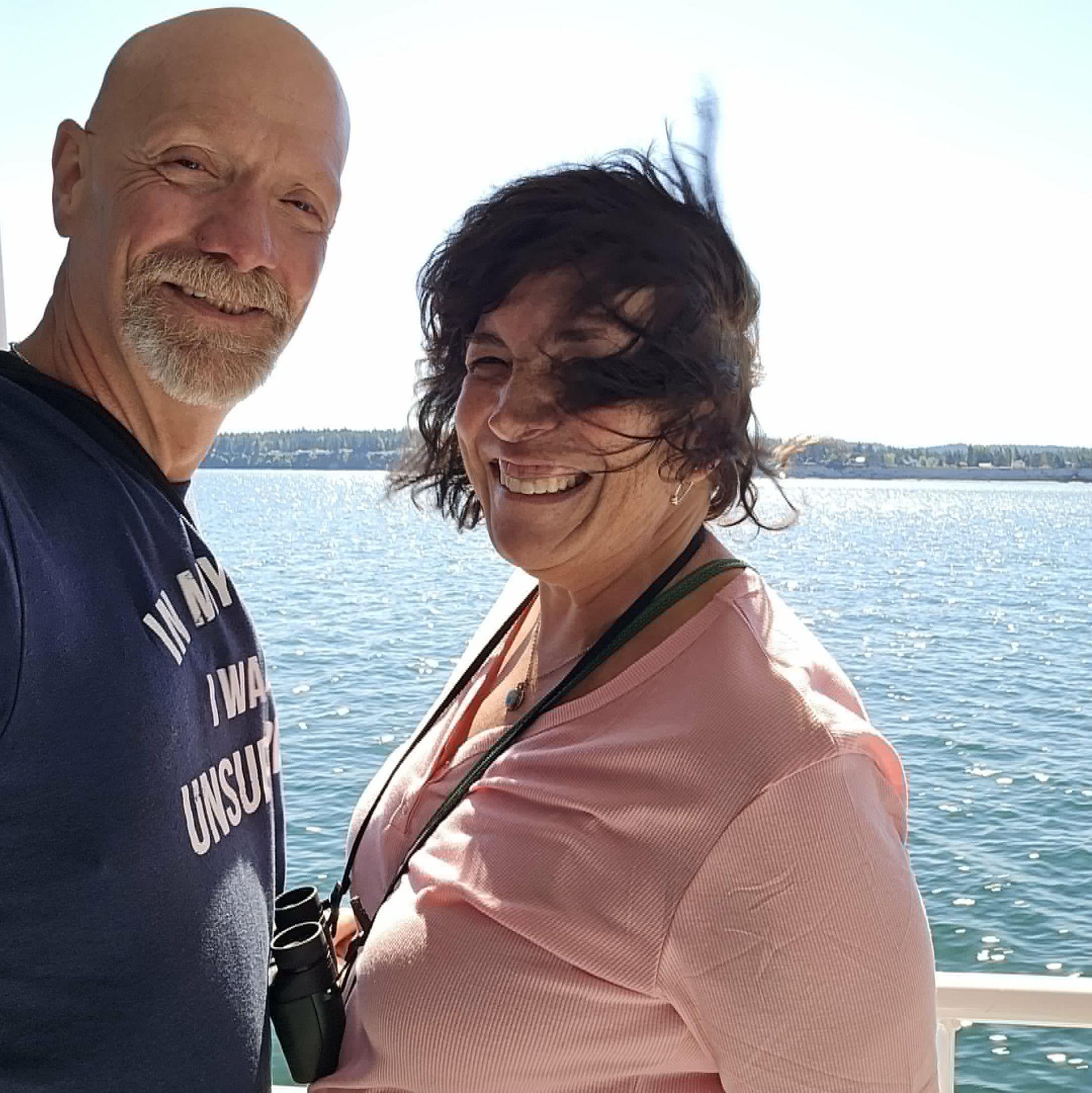 And this is why we are often photographed with Dan holding my hair down. LOL!