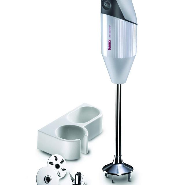Bamix G200 Gastro Pro-2 Professional Immersion Hand Blender - Light Grey - 4 Stainless Steel Blades - Aerating, Blending, Chopping, and Slicing Blades - Includes Wall Bracket